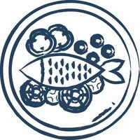 Fish dish hand drawn vector illustration