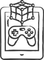 Tablet game hand drawn vector illustration