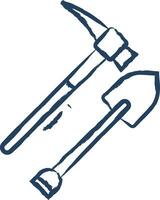Shovel tool hand drawn vector illustration