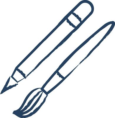 pencil and brush hand drawn vector illustration