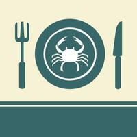 Vector of crab in a dish. Easy editable layered vector illustration. Food.