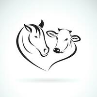 Vector of horse head and cow head design on a white background. Animals farm. Easy editable layered vector illustration.