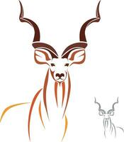 Vector of greater kudu head on white background., Wildlife Animals. Easy editable layered vector.