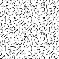 Hand drawn curved arrows seamless pattern. Doodle style. Texture of pointers. Vector illustration in Sketch style.