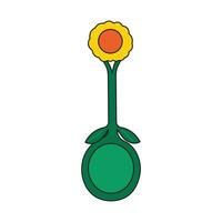 Kids drawing Cartoon Vector illustration flower shaped spoon Isolated in doodle style