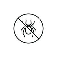 No insects line icon sign symbol isolated on white background. Spider prohibition line icon vector