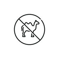 No camel allowed line icon sign symbol isolated on white background vector