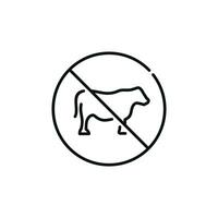 No cow allowed line icon sign symbol isolated on white background vector