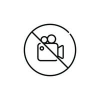 No vídeo grabación permitido línea icono firmar símbolo aislado en blanco antecedentes vector