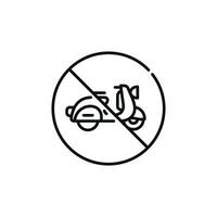 No motorcycle line icon sign symbol isolated on white background vector