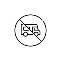 No caravan line icon sign symbol isolated on white background. No vehicles allowed line icon vector