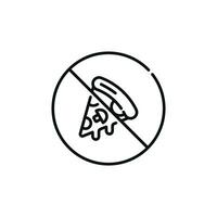 No pizza allowed line icon sign symbol isolated on white background. No food sign symbol vector