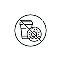 No food and drinks allowed line icon symbol. No eating line icon isolated on white background vector