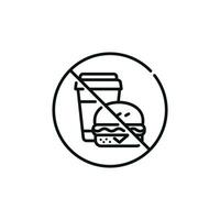 No food and drinks allowed line icon symbol. No eating line icon isolated on white background vector