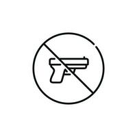 No guns line icon symbol isolated on white background. No weapon allowed line icon vector