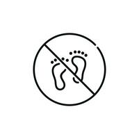 Do not step line icon symbol isolated on white background. No foot step allowed line icon symbol vector