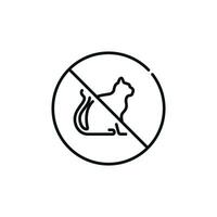 No cat allowed line icon sign symbol isolated on white background vector