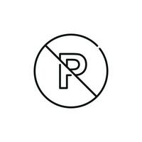 No parking line icon sign symbol isolated on white background vector