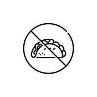 No taco allowed line icon sign symbol isolated on white background. No food sign symbol vector