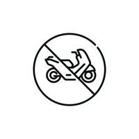 No motorcycle line icon sign symbol isolated on white background vector