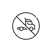 No truck line icon sign symbol isolated on white background. No vehicles allowed line icon vector