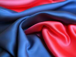 abstract blue background with red silk fabric and blue. photo