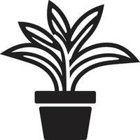 Emblematic Garden Oasis Monochromatic Icon Urban Growth in Monochrome Vector Pot Emblem