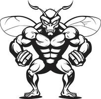 Powerful Hornet Profile Monochromatic Mascot Design Insect Majesty in Black Hornet Symbol vector