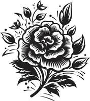 decorativo floral diseño icono un negro y blanco obra maestra negro vector floral icono el Perfecto adición a ninguna diseño