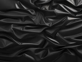 close up black silk fabric background photo