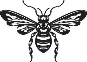 Elegance of the Hive Black Hornet Silhouette Noble Insect Emblem Monochromatic Symbol vector