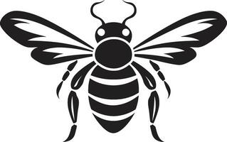 Iconic Hornet in Monochrome Vector Mascot Mighty Sting Muscular Hornet Logo