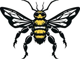 Muscular Hive Defender Black Vector Emblem Regal Stinger Ambassador Emblematic Symbol