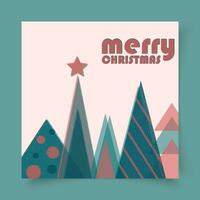 Merry Christmas and Happy New year colorful card with retro riso, risograph print effect. Layered elements in vintage trendy style. Typography composition for greeting cards, posters and branding. vector