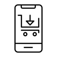 Ecommerce add cart line style icon design vector illustration. Can be used for website icons, UI and mobile apps