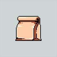 píxel Arte ilustración papel bolsa. pixelado papel bolsa. papel bolso pixelado para el píxel Arte juego y icono para sitio web y vídeo juego. antiguo colegio retro vector