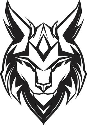 Emblem of Graceful Hunt Monochromatic Icon Majestic Lynx Majesty Black Emblem Design