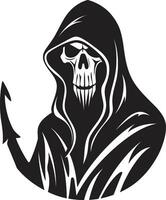 Simplistic Harbinger of the Abyss Monochrome Reaper Icon of Eternal Rest Monochromatic Symbol vector