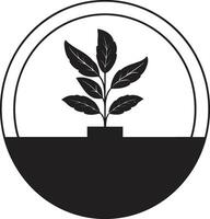 Minimalist Pottery Emblem Logo Symbol Potted Serenity Majesty Black Plant Logo vector