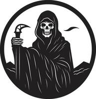 Elegant Harbinger of Shadows Grim Reaper Icon Iconic Specter of the Abyss Emblematic Emblem vector