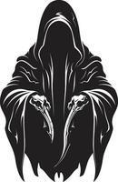 Regal Passage of Souls Iconic Reaper Emblem Souls Serenity in Black Monochrome Design vector