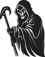 Serenity in Monochrome Grim Reaper Design Noble Harvester of Souls Black Logo Art vector