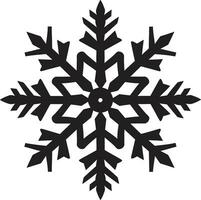 Symbol of Snow Monochrome Snowflake Icon Majestic Ice Crystal in Black Vector Emblem