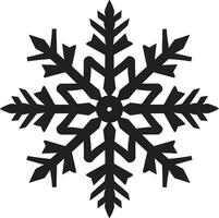 Symbol of Snow Monochrome Snowflake Icon Majestic Ice Crystal in Black Vector Emblem