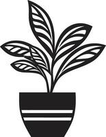 Noble Greenery Silhouette Black Vector Emblem Urban Oasis Majesty Stylish Plant Pot Art