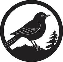 Serenitys Avian Lullaby Emblematic Logo Art Simplistic Robin Serenade in Black Bird Symbol vector