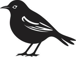 serenata de elegancia en negro monocromo símbolo noble melódico guardián emblemático Robin emblema vector