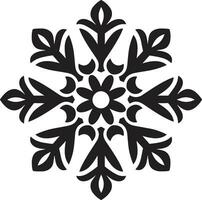 Emblematic Frosty Charm Logo Design Regal Snowflake Silhouette Modern Black Icon vector