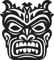 Tribal Totem in Monochrome Iconic Logo Art Elegance in Heritage Emblematic Tiki Symbol vector