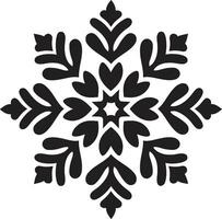 Regal Snowflake Silhouette Modern Black Icon Minimalistic Winter Art Monochrome Emblem vector